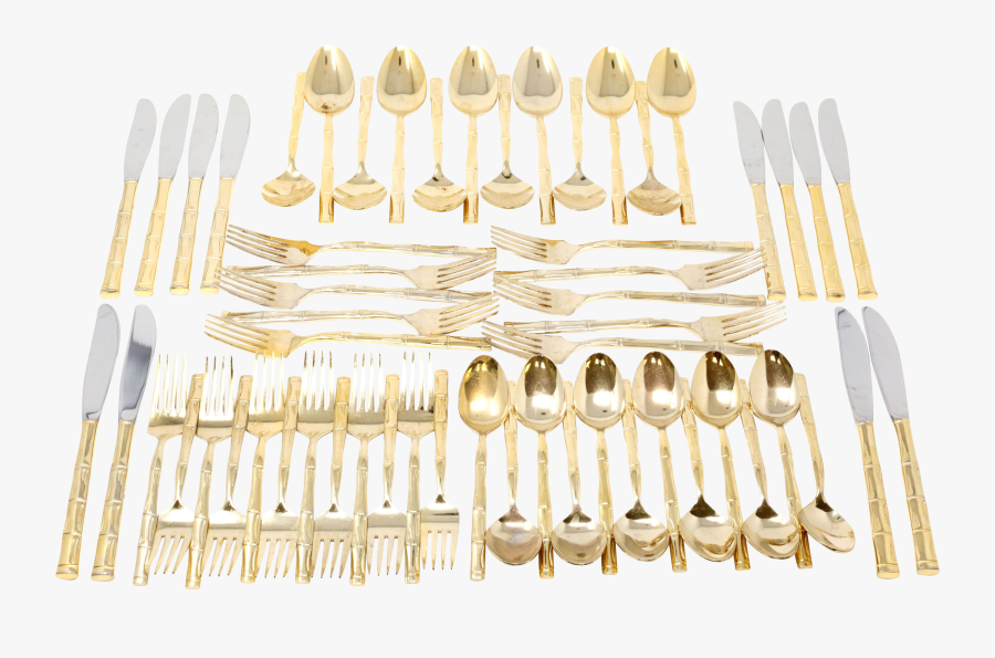 Bamboo Gold Plate Vintage Barclay Geneve Gold Flatware, Transparent Clipart