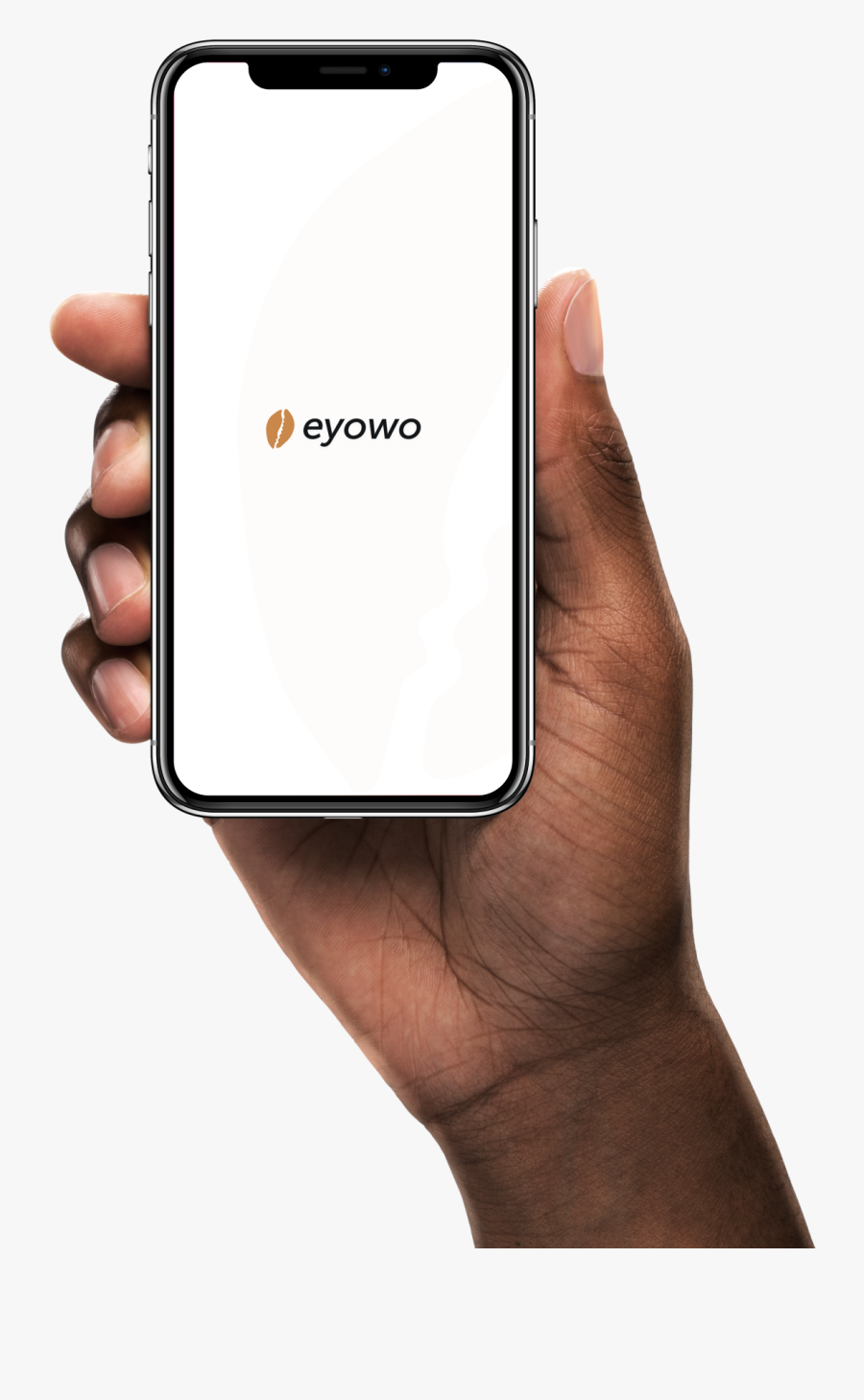 A Hand Holding The Eyowo App - Hand Holding Phone Hd, Transparent Clipart