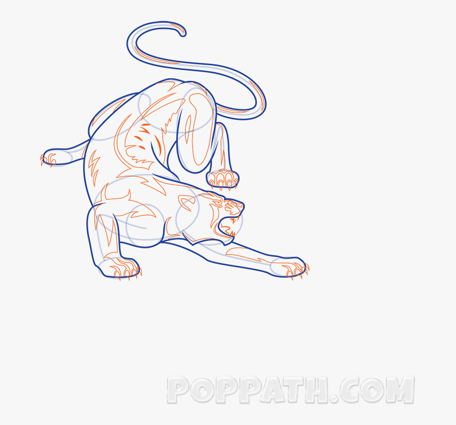 Drawing Panther Line - Sketch, Transparent Clipart