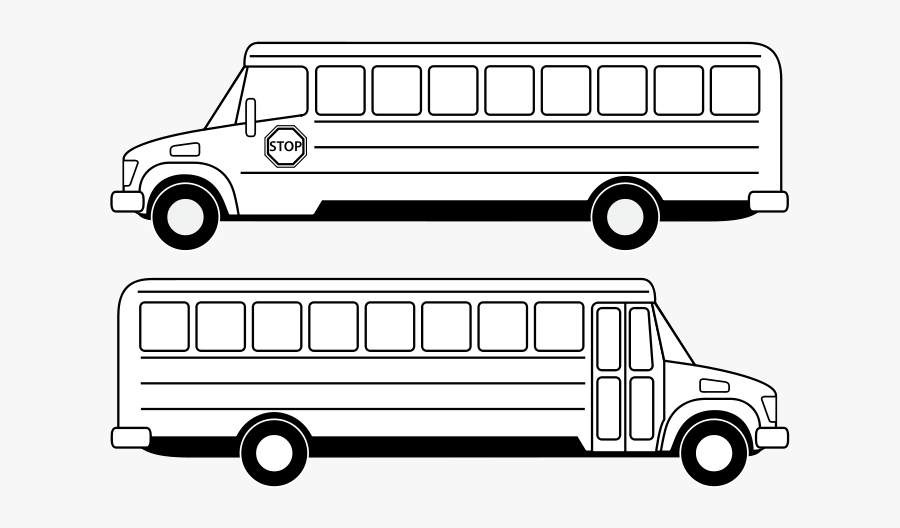 Deux Bus Scolaires Noirs - Buses Clipart Black And White, Transparent Clipart