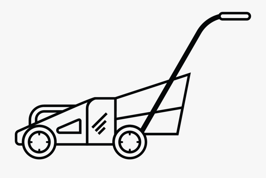 Transparent Lawn Mower Clip Art - Line Art, Transparent Clipart