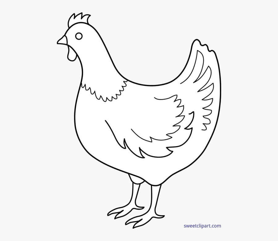 3 French Hens Lineart - Chicken Drawing, Transparent Clipart