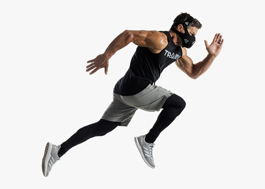 Man Running Wearing Training Mask - Breath Mask For Running, Transparent Clipart
