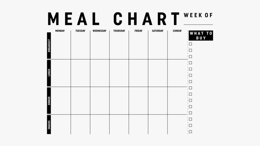 Clip Art Meal Plan Template - Meal Plan Chart For The Week, Transparent Clipart