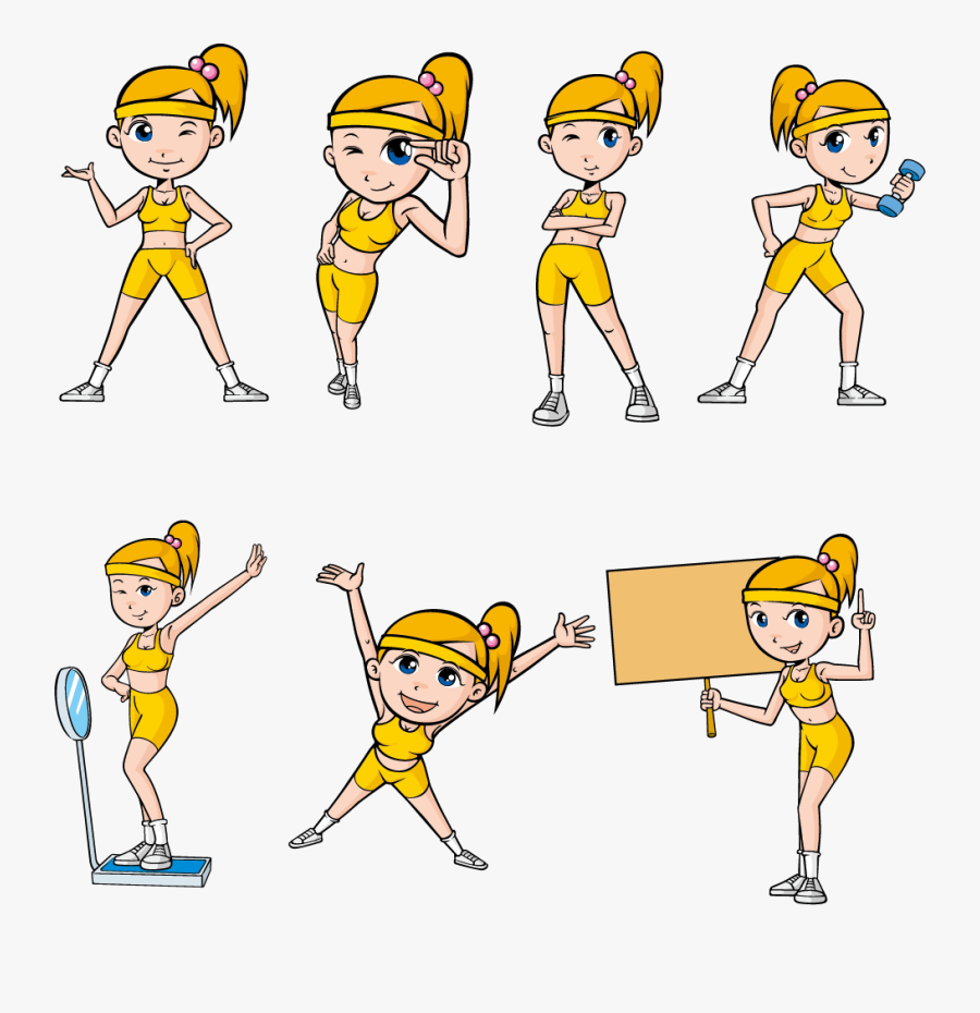 Cartoon Clip Art Fitness - Women's Fitness Clipart, Transparent Clipart