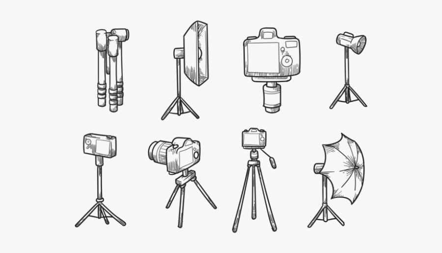 Camera On A Tripod Drawing, Transparent Clipart