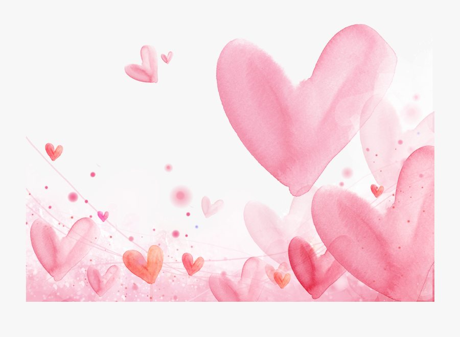 Falling Hearts Png - Transparent Watercolor Heart Background, Transparent Clipart