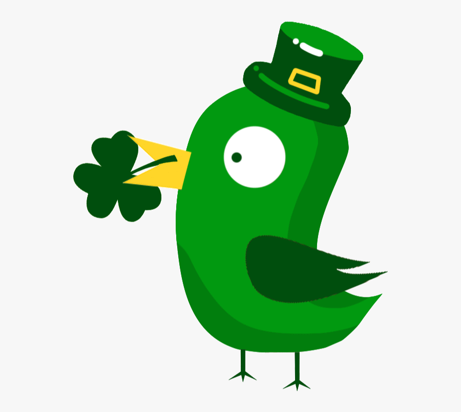 Green Bird With Clovers St, Transparent Clipart