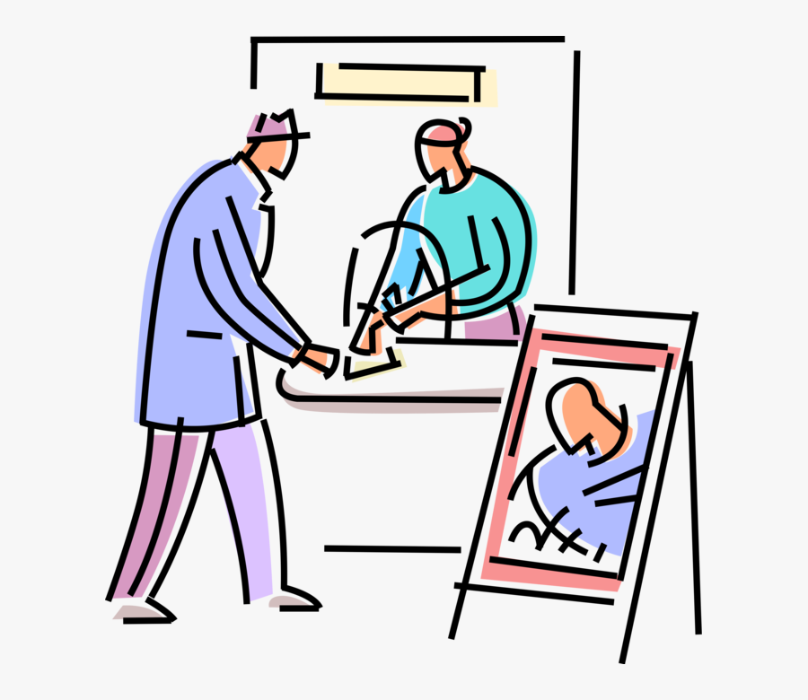 Vector Illustration Of Theater Or Theatre Goer Purchases - Buying Tickets At Theatre, Transparent Clipart