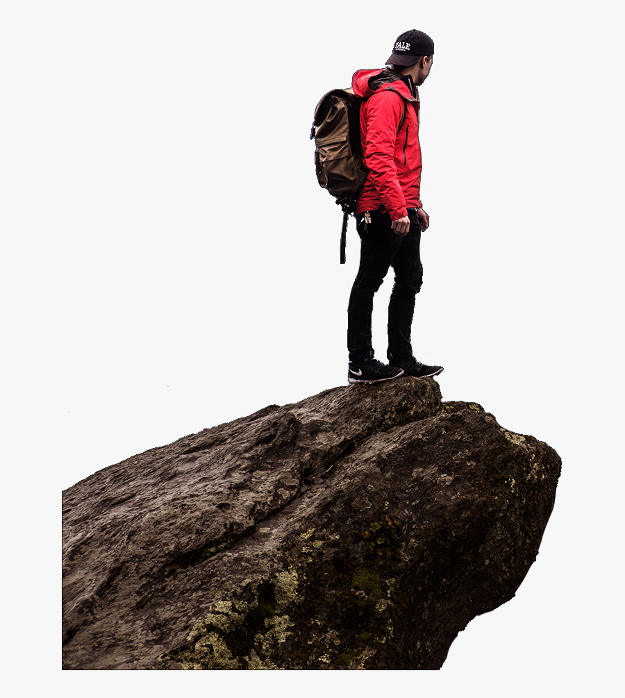 Hiking Guy On Mountain, Transparent Clipart
