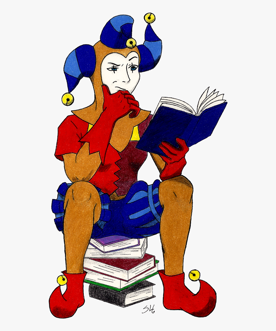 A Jester Reading A Book - Cartoon, Transparent Clipart