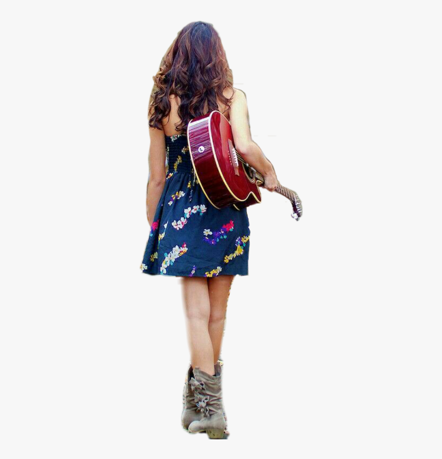 #girl #behind #walking #gitar #outside - Picsart Girls Sticker, Transparent Clipart