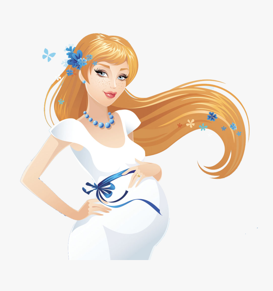 Pregnancy Infant Illustration - Pregnant Woman Cartoon Character, Transparent Clipart