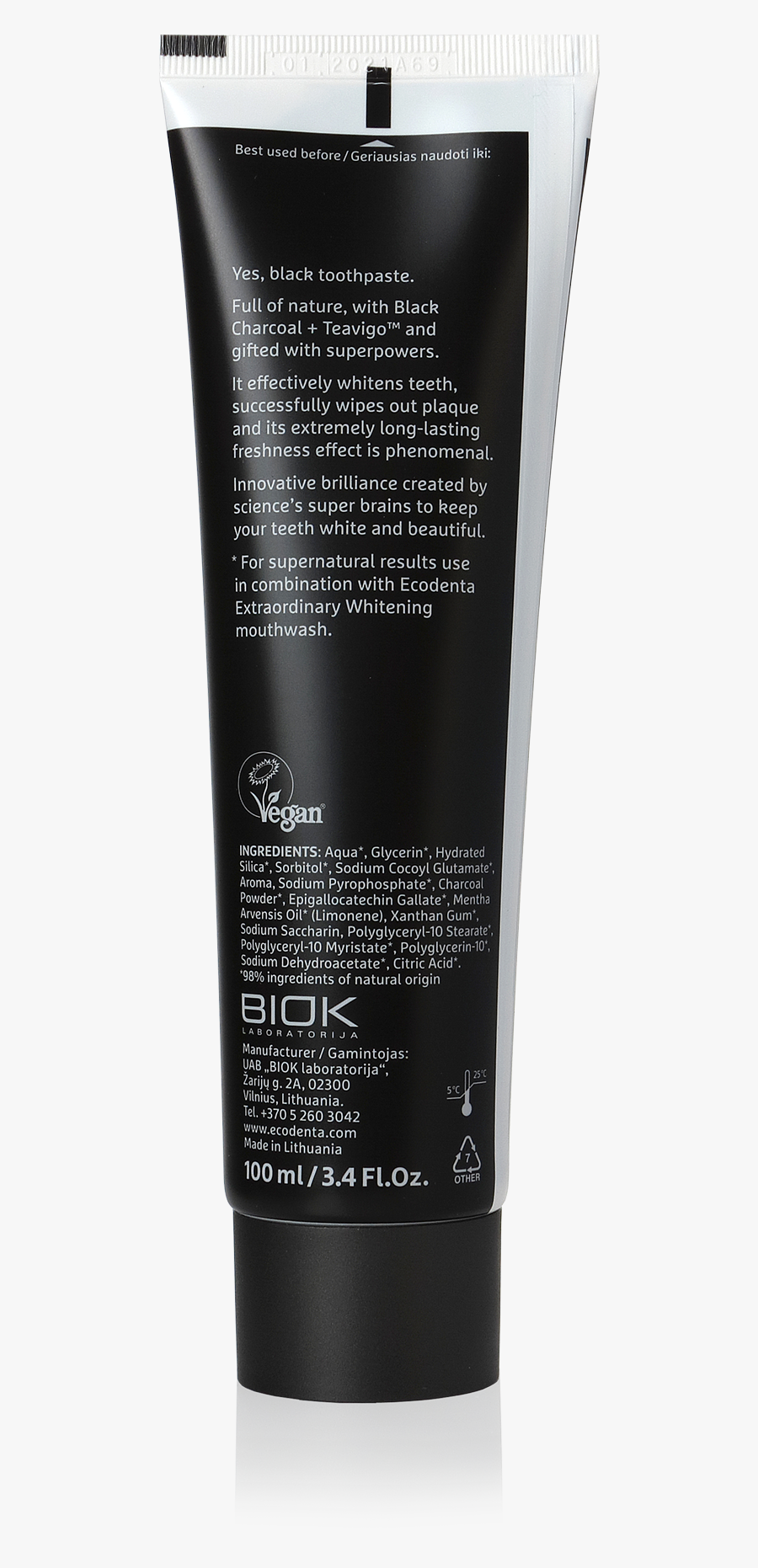 4770001336991 Ecodenta Black Tubele Antra Puse - Cosmetics, Transparent Clipart