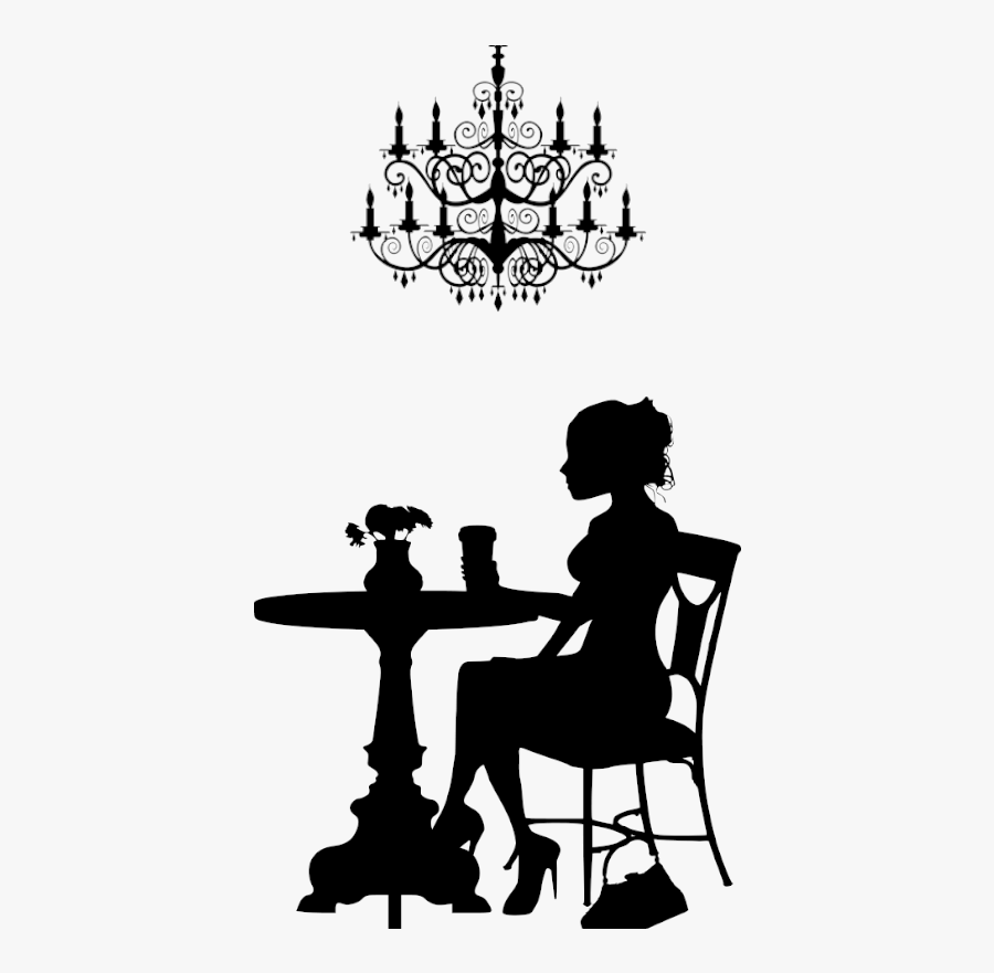 Jane Austen - Silhouette Of Old Lady Drinking Coffee, Transparent Clipart
