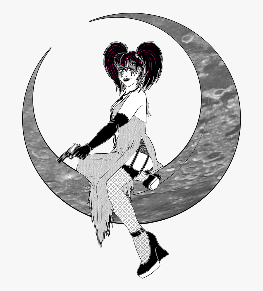 Woman In The Moon - Cartoon, Transparent Clipart
