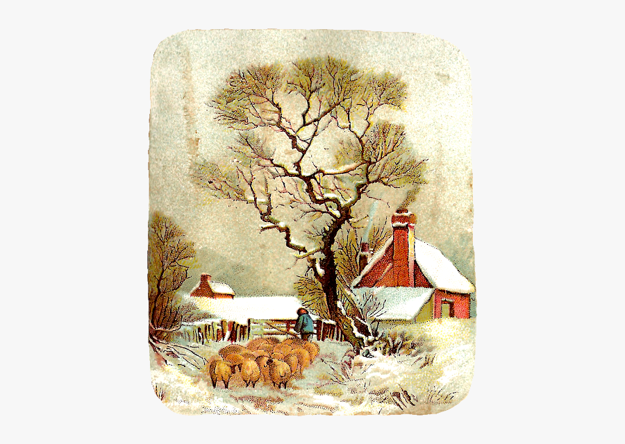 Vintage Winter Scenes, Transparent Clipart