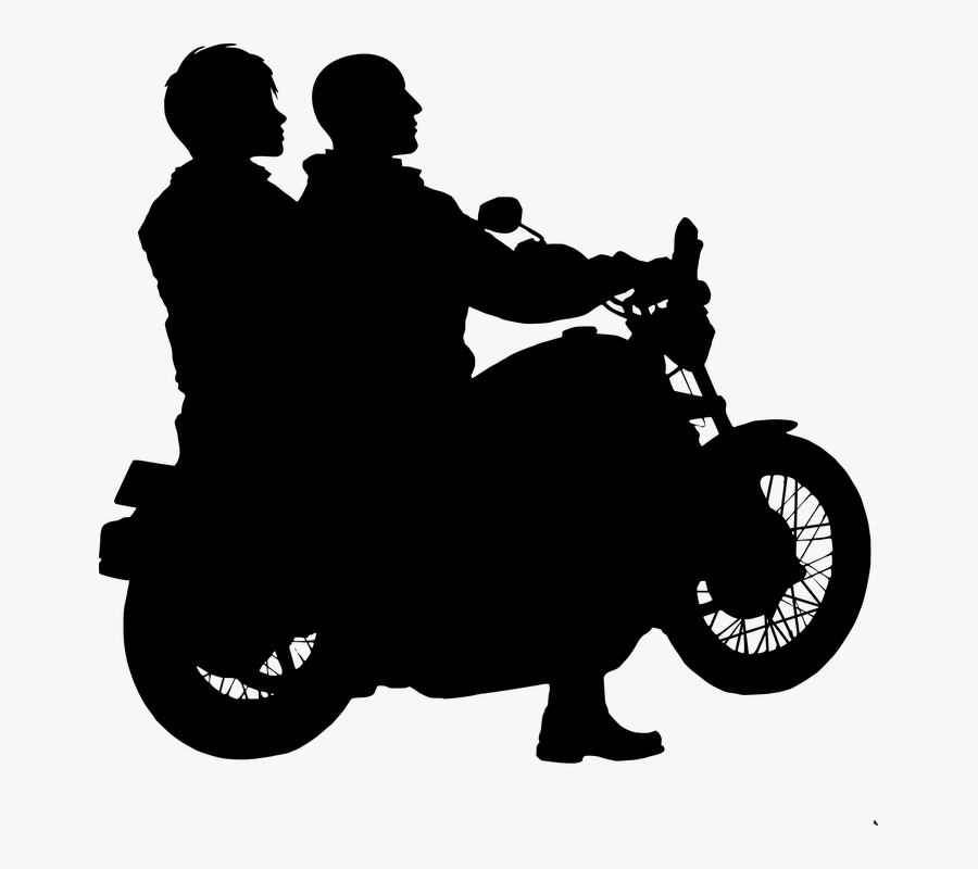 Motorcycle Couple Rider Silhouette Adventure Biker - Motorcycle Silhouette, Transparent Clipart