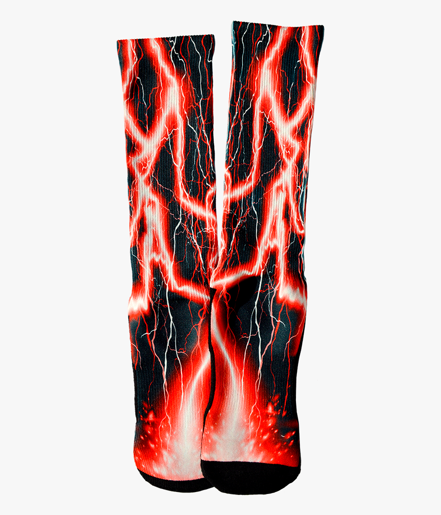 Red Lightning Crew Socks - Illustration, Transparent Clipart