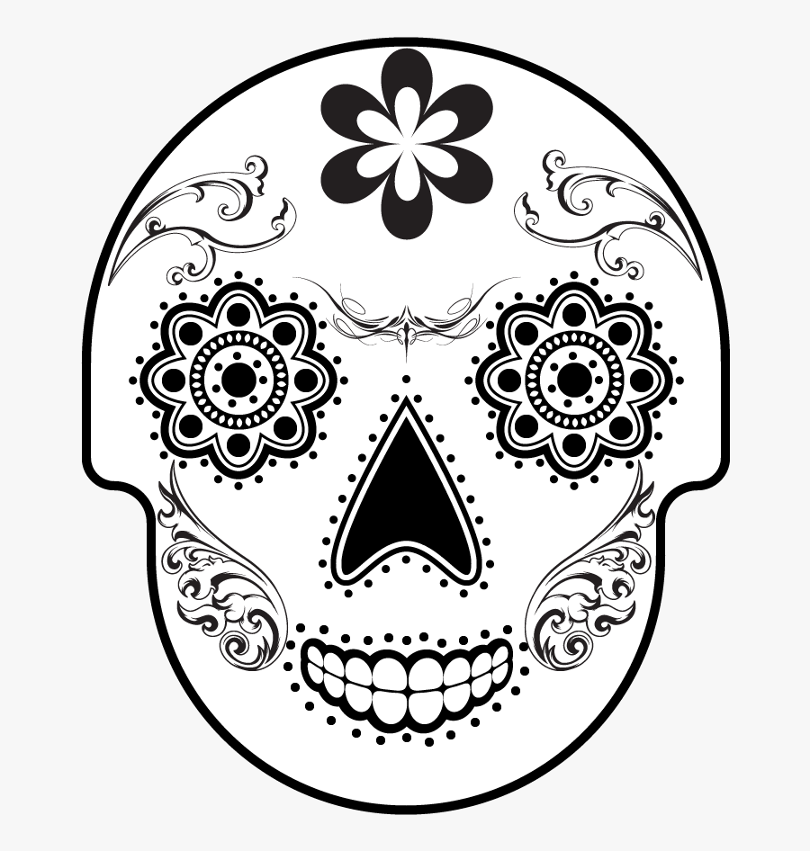 Sugar Skull Clip Art Black And White, Transparent Clipart