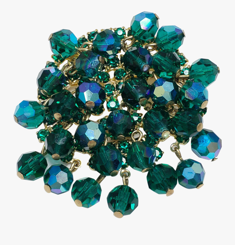 Dangling Teal Green Aurora Borealis Crystal Cluster - Crystal, Transparent Clipart