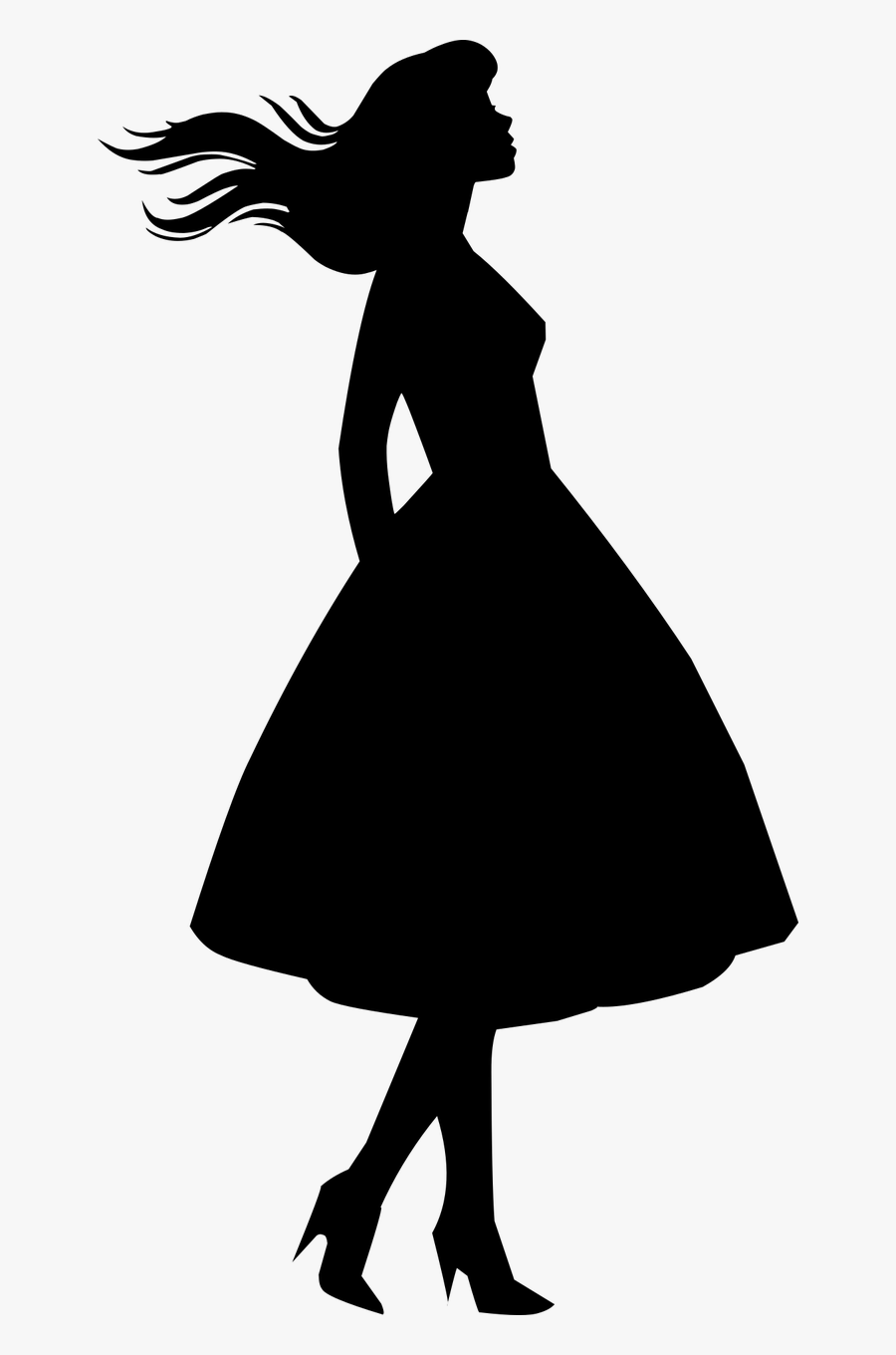 Dress, Woman, Silhouette, Female, Beautiful, Beauty, - Woman In Dress Silhouette Png, Transparent Clipart