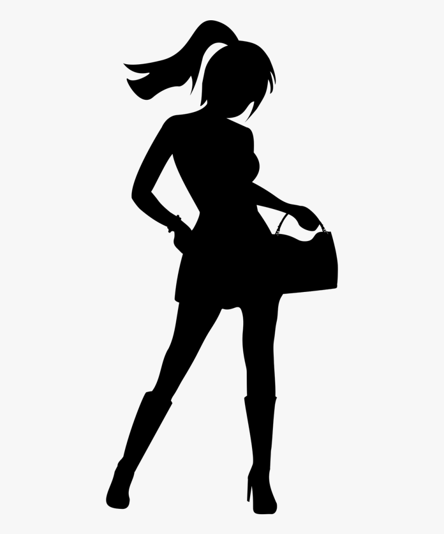Silhouette,clip Art,black And White - Vector Silueta De Mujer, Transparent Clipart