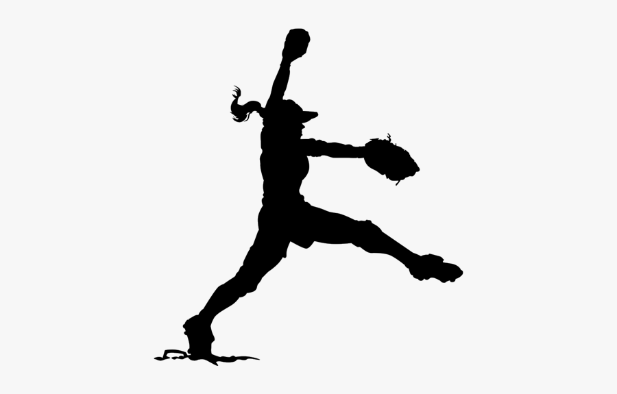 Transparent Softball Girl Silhouette - Softball, Transparent Clipart