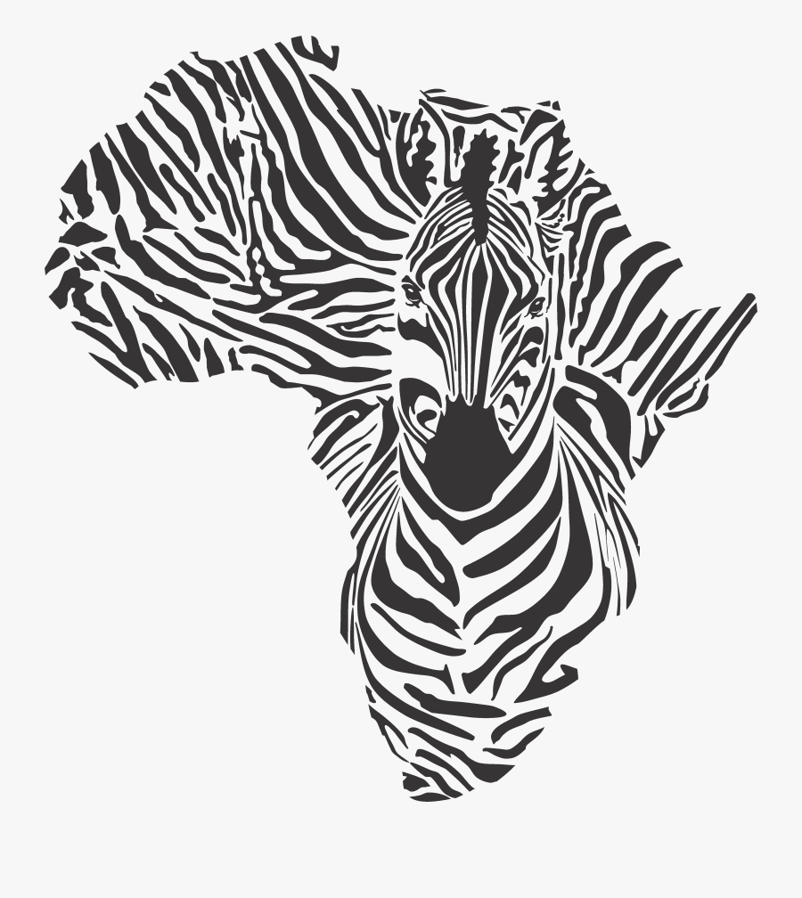 Printwallart Map Of World - Africa Map With Zebra, Transparent Clipart