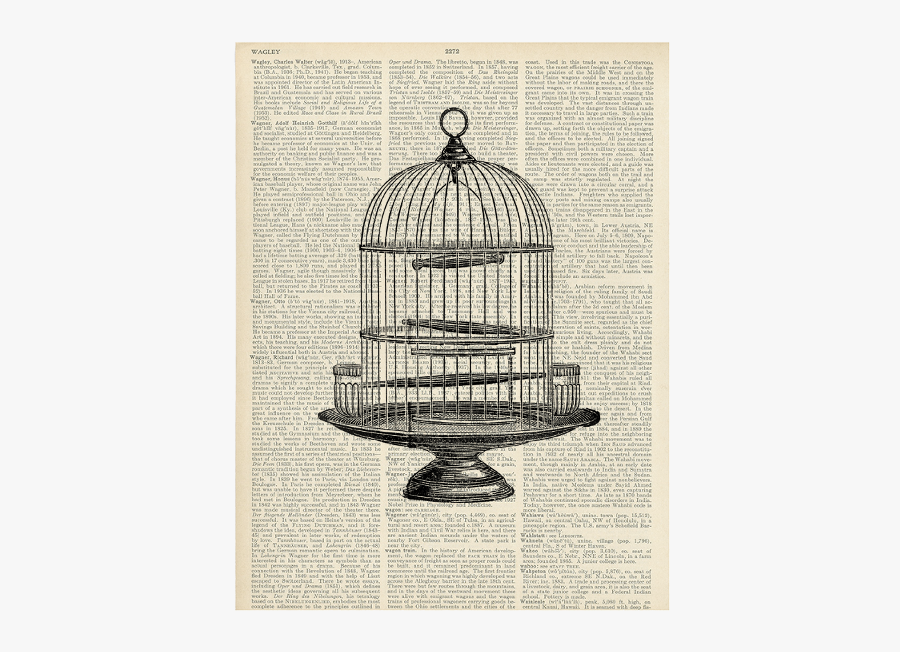 Round Pepin Design - Vintage Bird Cage Illustration, Transparent Clipart