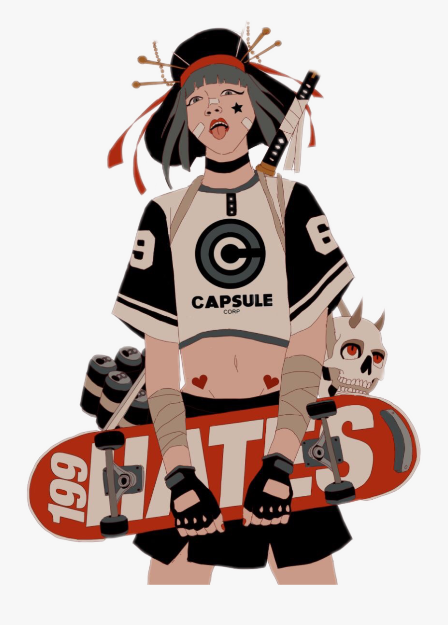 #cutout #sticker #girl #anime #skateboard #supreme, Transparent Clipart