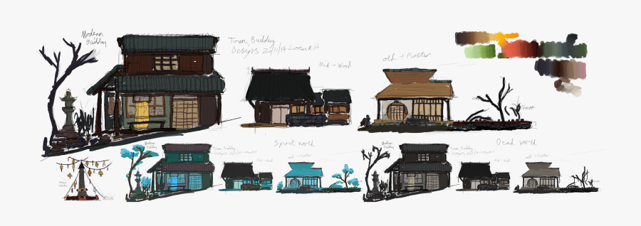 Japanese Town Buildings - Japanese Town Concept Art, Transparent Clipart