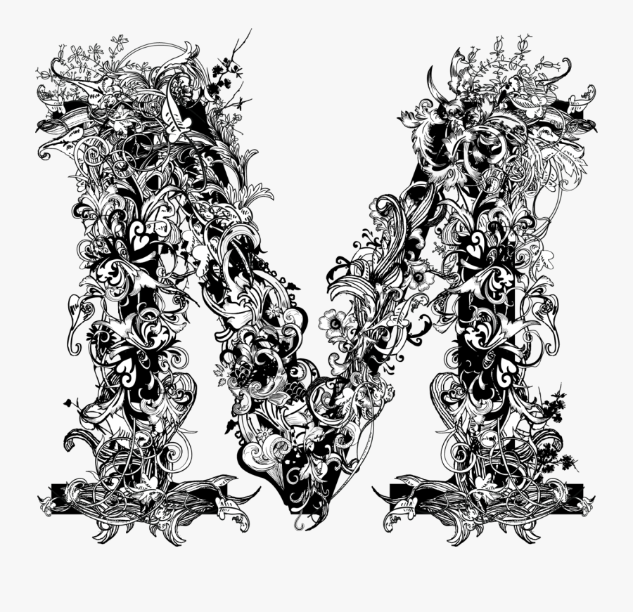 Letra M En Blanco Y Negro, Transparent Clipart