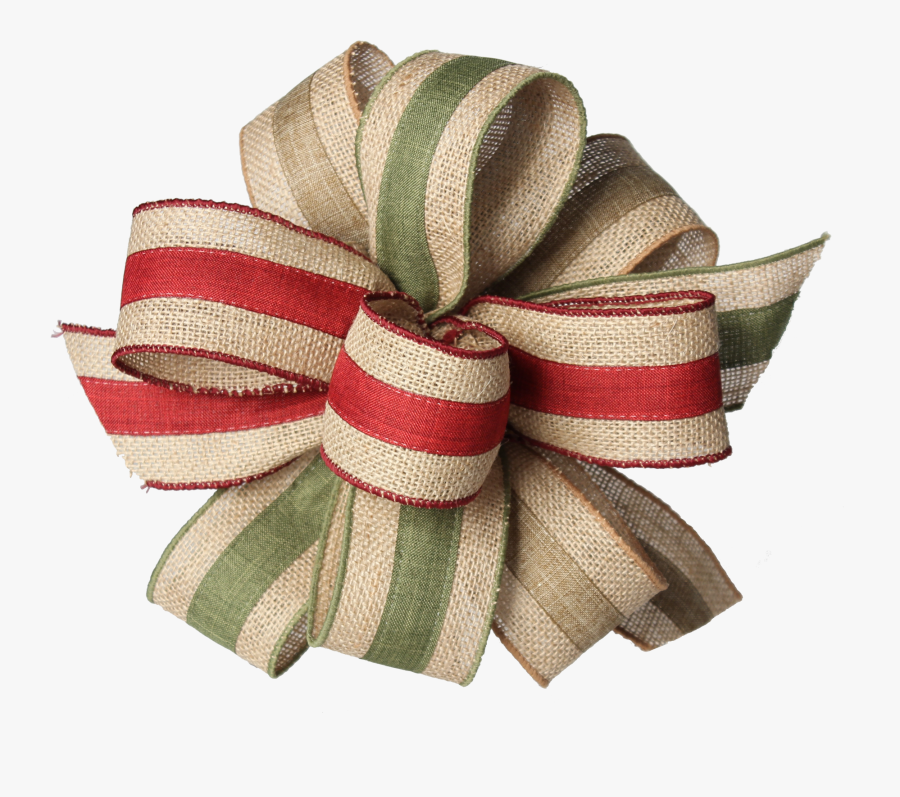 Burlap Ribbon W/two-tone Center And Colored Edge Bow - Ribbon, Transparent Clipart