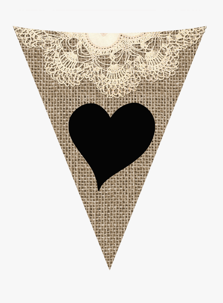 Clip Art Burlap Wedding Banners - Heart, Transparent Clipart