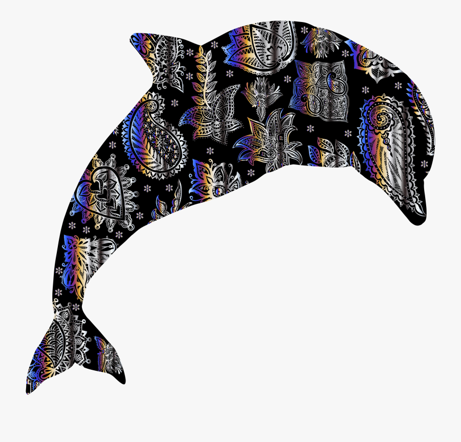 Chromatic Floral Pattern Dolphin 3 Clip Arts - Clip Art, Transparent Clipart