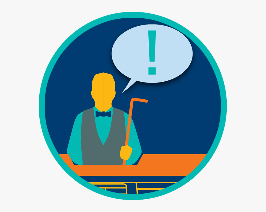 Dealer At A Table Holding A Stick With A Thought Bubble - No 4 Commando Logo, Transparent Clipart