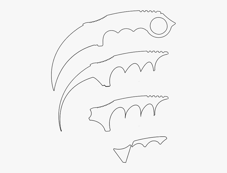 How To Make Paper Cs Go Karambit Knife - Line Art, Transparent Clipart