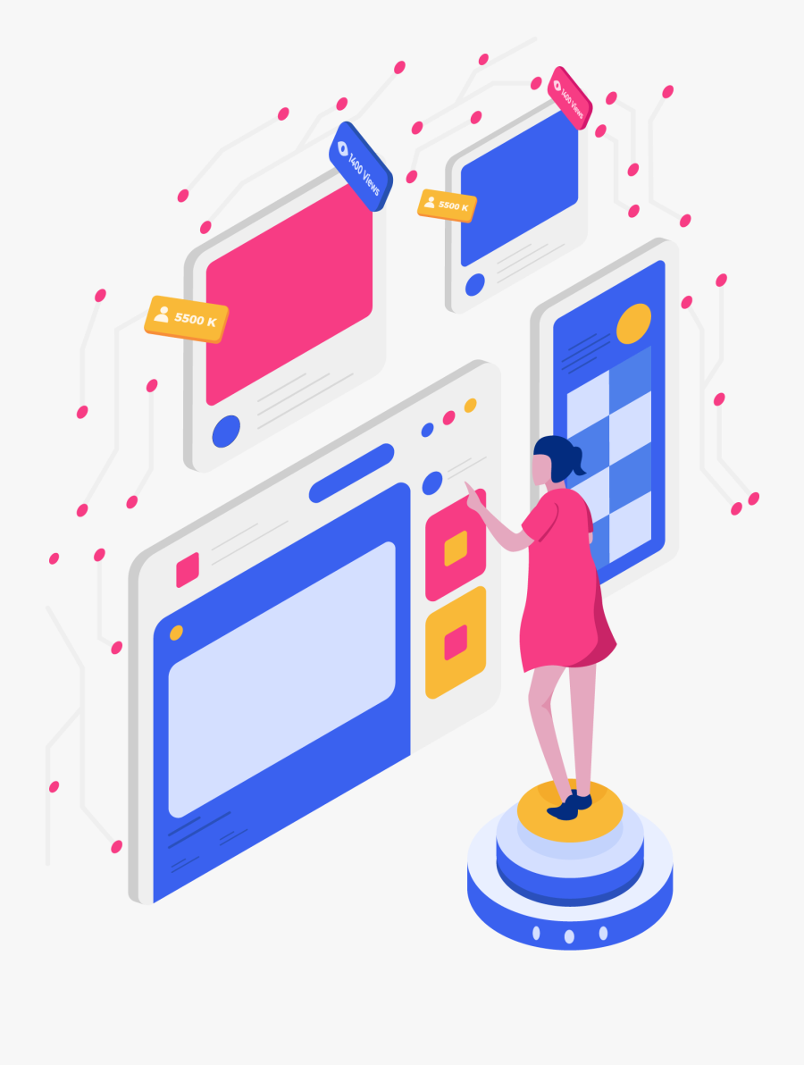 Social Media Illustration Flat, Transparent Clipart