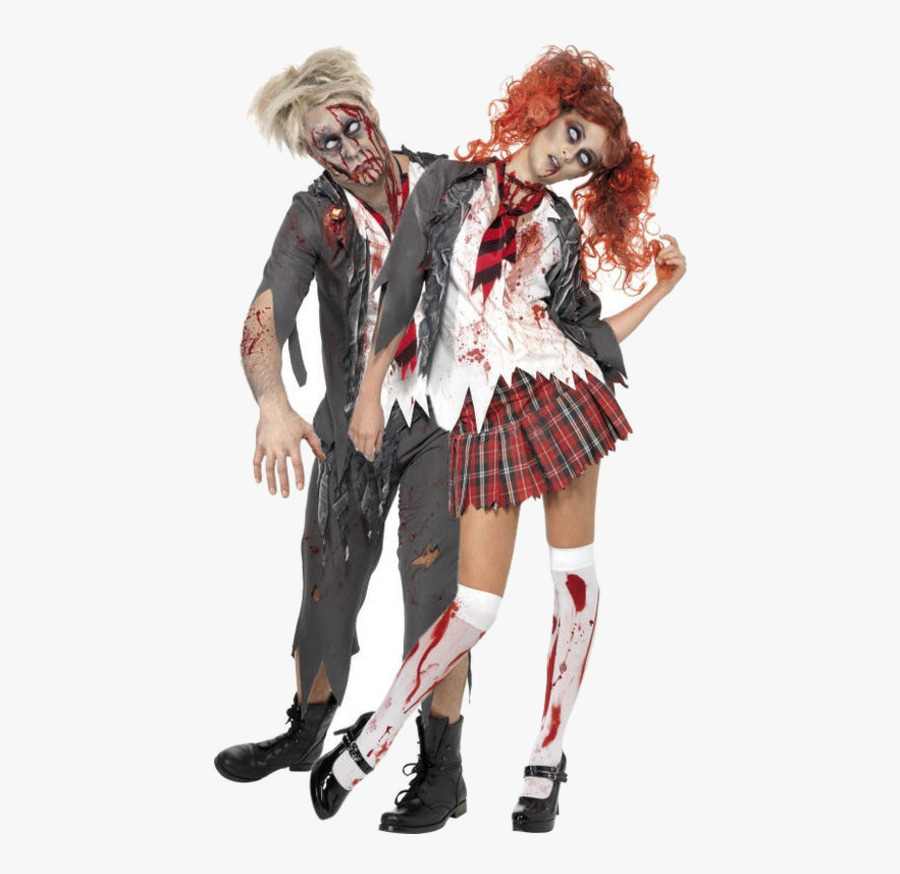 Transparent Female Zombie Clipart - His And Hers Scary Halloween Costumes, Transparent Clipart
