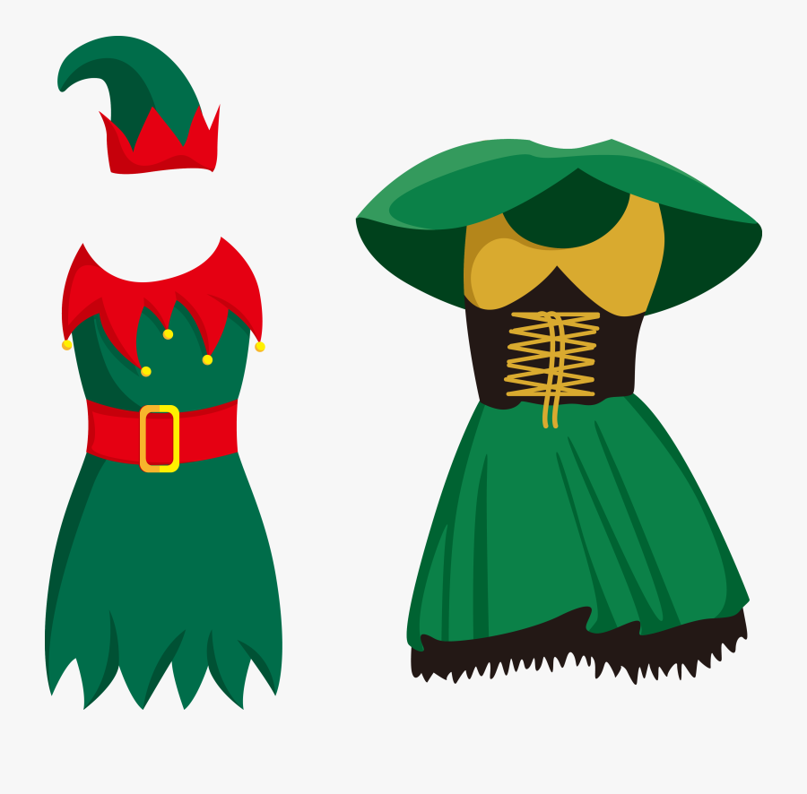 Clothing Dress Vector Green Elf Costumes Transprent - Halloween Costumes Vector Png, Transparent Clipart