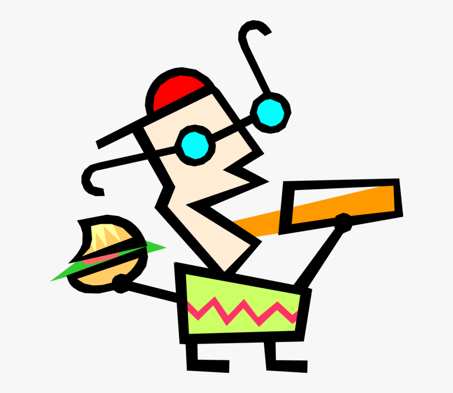 Vector Illustration Of Modern Art Kid Gets Fast Food - Bo's N Mine, Transparent Clipart