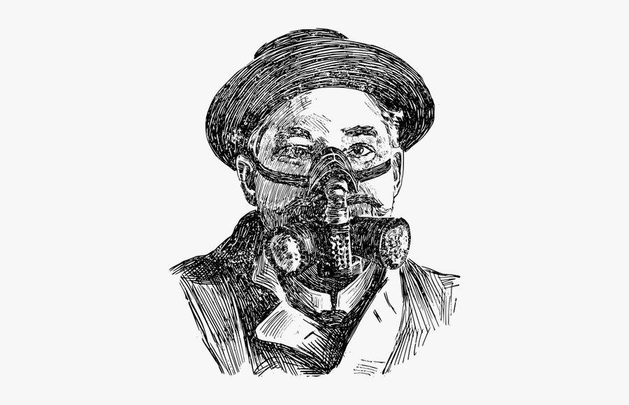 Man In Gas Mask - Pollution Drawing, Transparent Clipart