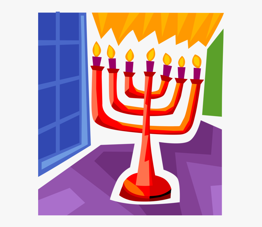 Menorah With Candles Vector - Hanukkah, Transparent Clipart