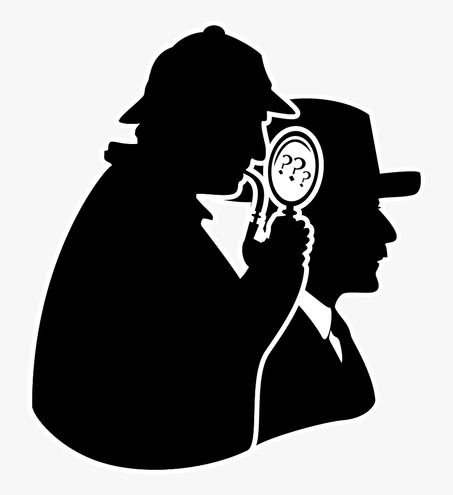 A Sihlouette Of Sherlock Holmes And John Watson - Clip Art Detective Magnifying Glass, Transparent Clipart