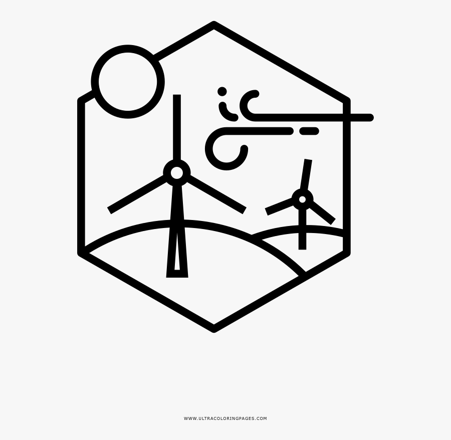 Wind Turbines Coloring Page, Transparent Clipart