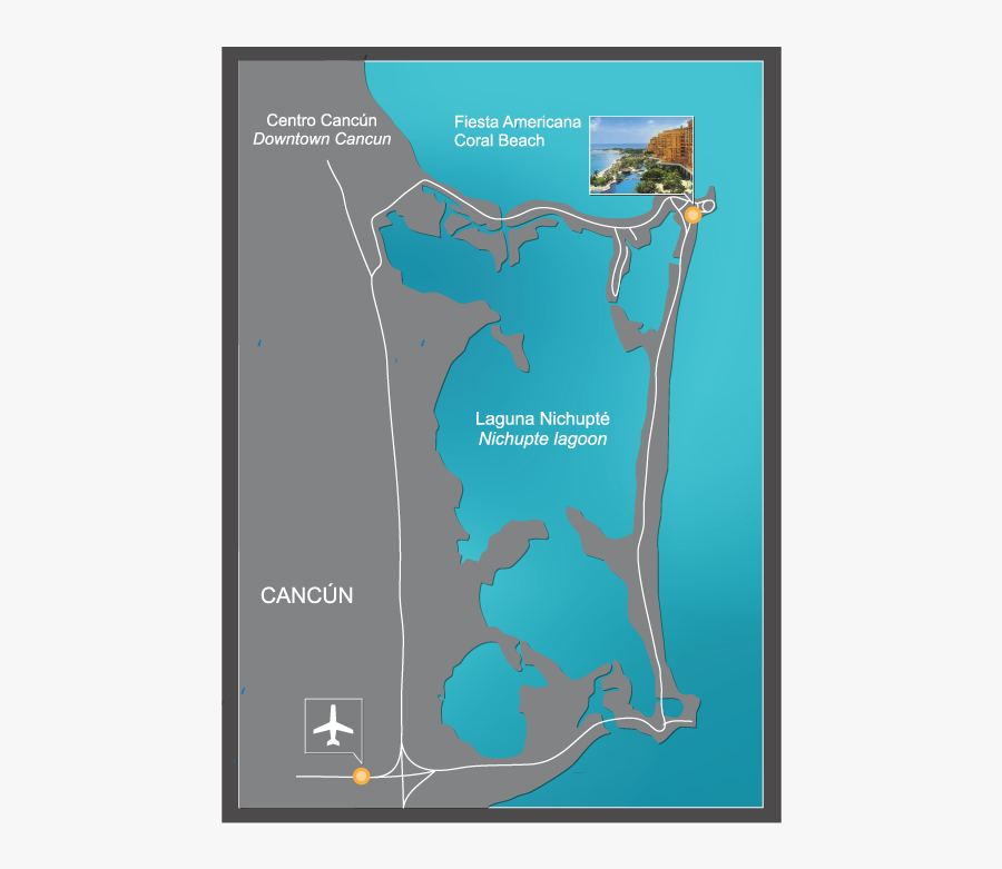 Clip Art Nichupte Lagoon - Map, Transparent Clipart