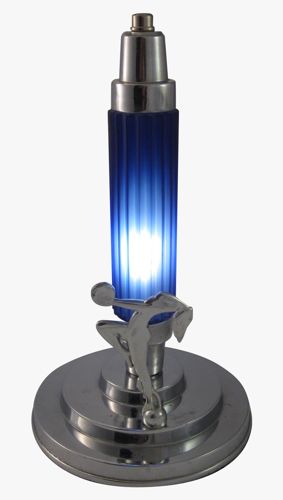 Art Deco Lamp Cobalt Blue Glass Shade Chrome Nude Dancer - Chair, Transparent Clipart