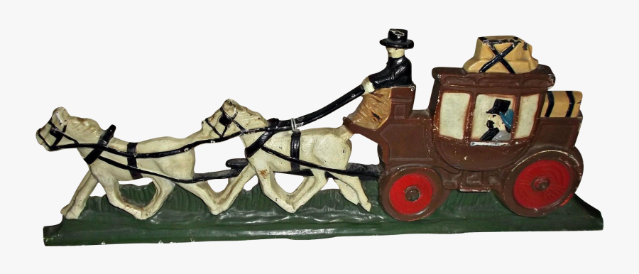 Cast Iron Door Stop Vintage Horse Drawn Carriage Painted, Transparent Clipart