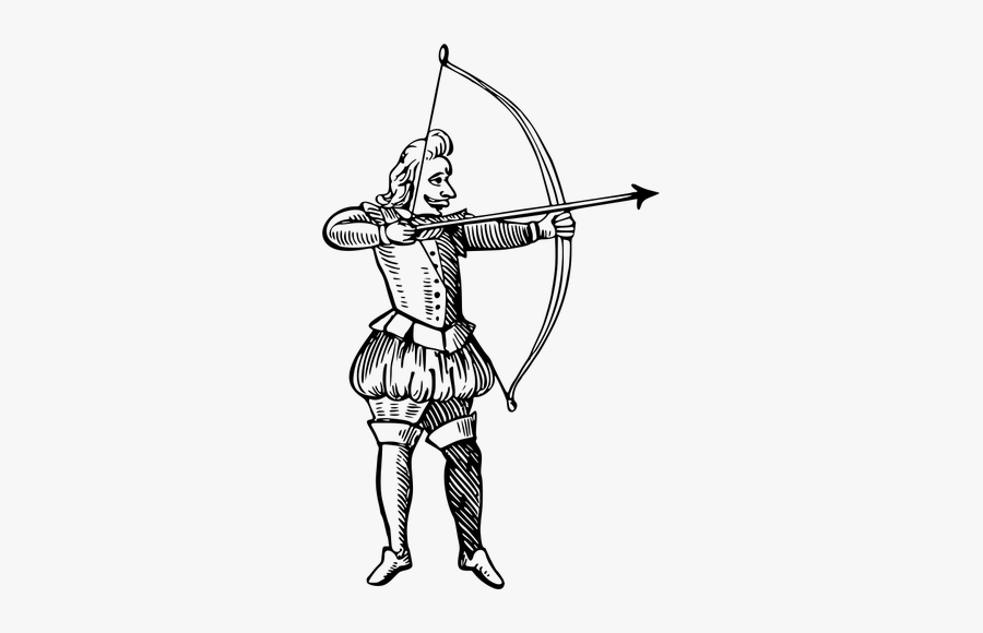 Archer With Bow And Arrow - Hunting Bow And Arrow Drawing, Transparent Clipart